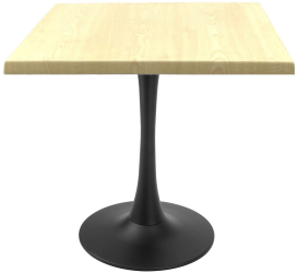 Masa restaurant patrata Raki Maple 80x80xh74cm blat werzalit si picior central metalic negru cu baza rotunda 50cm 