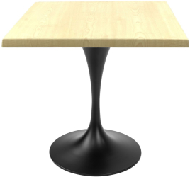 Masa restaurant patrata Raki Maple 80x80xh74cm blat werzalit si picior metalic negru cu baza rotunda 50cm 
