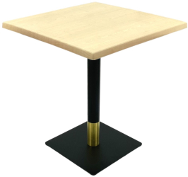 Masa restaurant patrata Raki Maple 80x80xh74cm blat werzalit si picior metalic negru/auriu 