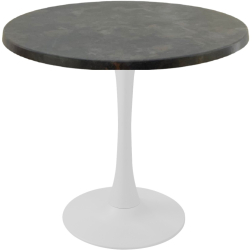 Masa restaurant rotunda Raki Metalic Oxid D80xh74cm interior/exterior blat werzalit si picior central metalic alb cu baza rotunda 50cm 