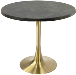 Masa restaurant rotunda Raki Metalic Oxid D80xh74cm interior/exterior blat werzalit si picior central metalic auriu cu baza rotunda 50cm 