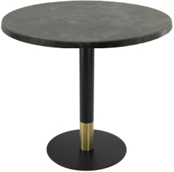 Masa restaurant rotunda Raki Metalic Oxid D80xh74cm interior/exterior blat werzalit si picior metalic cu baza rotunda negru/auriu 