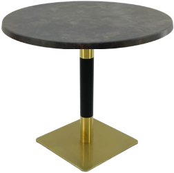 Masa restaurant rotunda Raki Metalic Oxid D80xh74cm interior/exterior blat werzalit si picior metalic cu baza patrata auriu/negru 