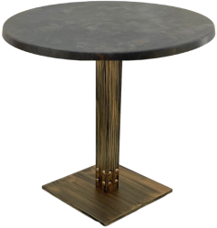 Masa restaurant rotunda Raki Metalic Oxid D80xh74cm interior/exterior blat werzalit si picior metalic cu baza patrata aspect vintage bron 
