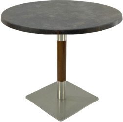 Masa restaurant rotunda Raki Metalic Oxid D80xh74cm interior/exterior blat werzalit si picior metalic cu baza patrata argintiu cu accente 