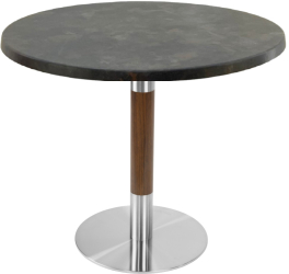 Masa restaurant rotunda Raki Metalic Oxid D80xh74cm interior/exterior blat werzalit si picior metalic cu baza rotunda argintiu cu accente 