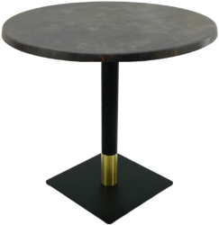 Masa restaurant rotunda Raki Metalic Oxid D80xh74cm interior/exterior blat werzalit si picior metalic negru/auriu 
