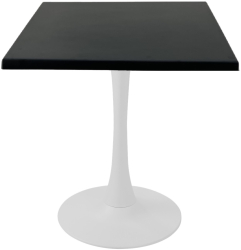 Masa restaurant/cafenea patrata Raki Black 70x70xh74cm blat werzalit si picior central metalic alb cu baza rotunda 50cm 