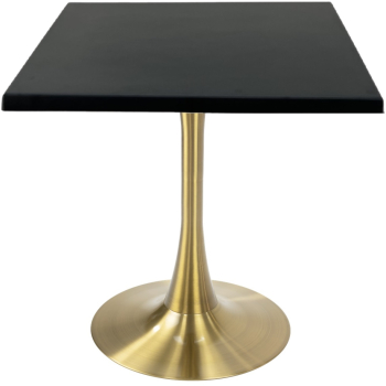 Masa restaurant/cafenea patrata Raki Black 70x70xh74cm blat werzalit si picior central metalic auriu cu baza rotunda 50cm 