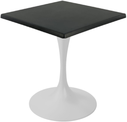 Masa restaurant/cafenea patrata Raki Black 70x70xh74cm blat werzalit si picior metalic alb cu baza rotunda 50cm 