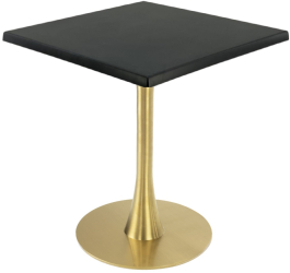 Masa restaurant/cafenea patrata Raki Black 70x70xh74cm blat werzalit si picior metalic auriu cu baza rotunda 45cm 