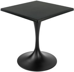 Masa restaurant/cafenea patrata Raki Black 70x70xh74cm blat werzalit si picior metalic negru cu baza rotunda 50cm 
