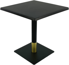 Masa restaurant/cafenea patrata Raki Black 70x70xh74cm blat werzalit si picior metalic negru/auriu 