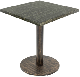 Masa restaurant/cafenea patrata Raki Graphite Night 70x70xh74cm blat werzalit si picior metalic cu baza rotunda aspect vintage bronz antic 