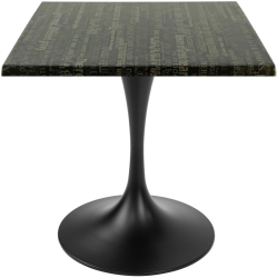 Masa restaurant/cafenea patrata Raki Graphite Night 70x70xh74cm blat werzalit si picior metalic negru cu baza rotunda 50cm 