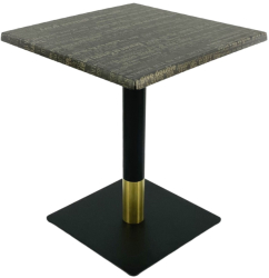 Masa restaurant/cafenea patrata Raki Graphite Night 70x70xh74cm blat werzalit si picior metalic negru/auriu 