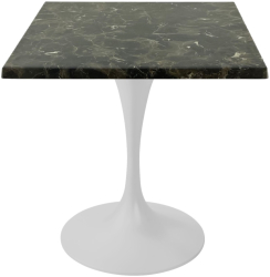 Masa restaurant/cafenea patrata Raki Karacabey Dark Marble 70x70xh74cm blat werzalit si picior metalic alb cu baza rotunda 50cm 