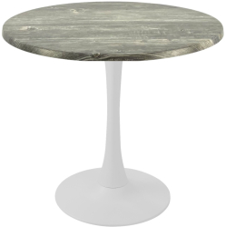 Masa restaurant/cafenea rotunda Raki Olp Pine D80xh74cm blat werzalit si picior central metalic alb cu baza rotunda 50cm 