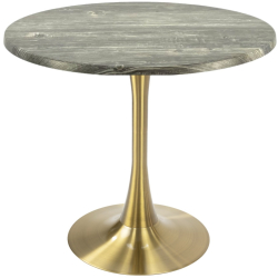 Masa restaurant/cafenea rotunda Raki Olp Pine D80xh74cm blat werzalit si picior central metalic auriu cu baza rotunda 50cm 