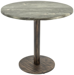 Masa restaurant/cafenea rotunda Raki Olp Pine D80xh74cm blat werzalit si picior metalic cu baza rotunda aspect vintage bronz antichizat 