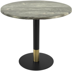 Masa restaurant/cafenea rotunda Raki Olp Pine D80xh74cm blat werzalit si picior metalic cu baza rotunda negru/auriu 