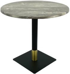 Masa restaurant/cafenea rotunda Raki Olp Pine D80xh74cm blat werzalit si picior metalic negru/auriu 