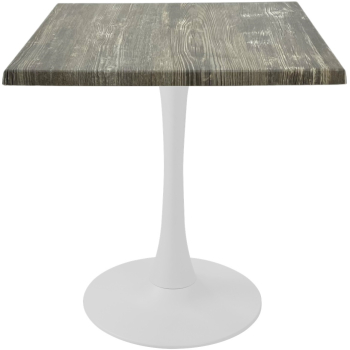 Masa restaurant/terasa patrata Raki Olp Pine 70x70xh74cm blat werzalit si picior central metalic alb cu baza rotunda 50cm 