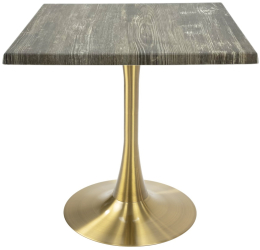 Masa restaurant/terasa patrata Raki Olp Pine 70x70xh74cm blat werzalit si picior central metalic auriu cu baza rotunda 50cm 