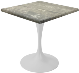 Masa restaurant/terasa patrata Raki Olp Pine 70x70xh74cm blat werzalit si picior metalic alb cu baza rotunda 50cm