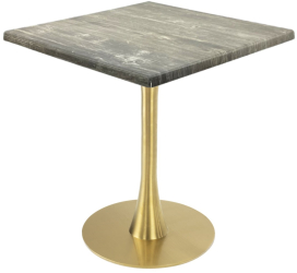 Masa restaurant/terasa patrata Raki Olp Pine 70x70xh74cm blat werzalit si picior metalic auriu cu baza rotunda 45cm 