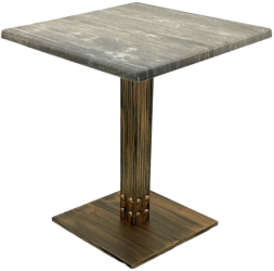 Masa restaurant/terasa patrata Raki Olp Pine 70x70xh74cm blat werzalit si picior metalic cu baza patrata aspect vintage bronz antichizat 