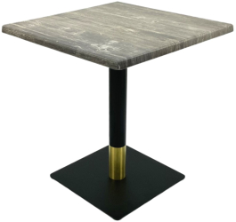 Masa restaurant/terasa patrata Raki Olp Pine 70x70xh74cm blat werzalit si picior metalic negru/auriu 