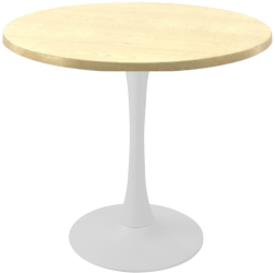 Masa restaurant/terasa rotunda Raki Maple D80xh74cm blat werzalit si picior central metalic alb cu baza rotunda 50cm 