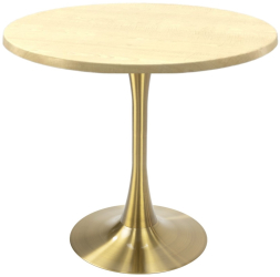 Masa restaurant/terasa rotunda Raki Maple D80xh74cm blat werzalit si picior central metalic auriu cu baza rotunda 50cm 