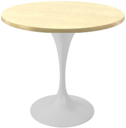 Masa restaurant/terasa rotunda Raki Maple D80xh74cm blat werzalit si picior metalic alb cu baza rotunda 50cm 
