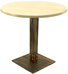 Masa restaurant/terasa rotunda Raki Maple D80xh74cm blat werzalit si picior metalic cu baza patrata aspect vintage bronz antichizat 