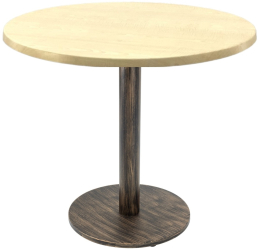 Masa restaurant/terasa rotunda Raki Maple D80xh74cm blat werzalit si picior metalic cu baza rotunda aspect vintage bronz antichizat 