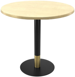 Masa restaurant/terasa rotunda Raki Maple D80xh74cm blat werzalit si picior metalic cu baza rotunda negru/auriu 