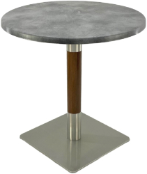 Masa rotunda bistro Raki Copperfield D60xh74cm interior/exterior blat werzalit si picior metalic cu baza patrata argintiu cu accente aspe 
