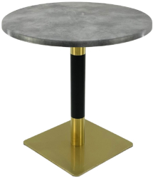 Masa rotunda bistro Raki Copperfield D60xh74cm interior/exterior blat werzalit si picior metalic cu baza patrata auriu/negru 