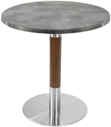 Masa rotunda bistro Raki Copperfield D60xh74cm interior/exterior blat werzalit si picior metalic cu baza rotunda argintiu cu accente aspe 
