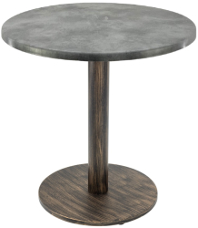 Masa rotunda bistro Raki Copperfield D60xh74cm interior/exterior blat werzalit si picior metalic cu baza rotunda aspect vintage bronz ant 