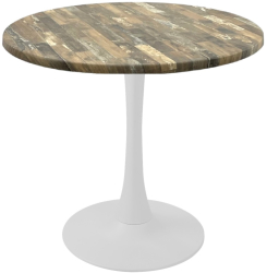 Masa rotunda bistro Raki Maracaibo D70xh74cm blat werzalit si picior central metalic alb cu baza rotunda 50cm 