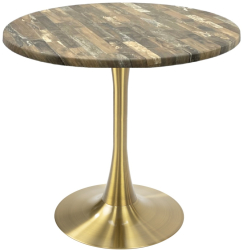 Masa rotunda bistro Raki Maracaibo D70xh74cm blat werzalit si picior central metalic auriu cu baza rotunda 50cm 