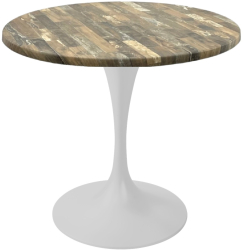 Masa rotunda bistro Raki Maracaibo D70xh74cm blat werzalit si picior metalic alb cu baza rotunda 50cm 