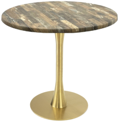 Masa rotunda bistro Raki Maracaibo D70xh74cm blat werzalit si picior metalic auriu cu baza rotunda 45cm 