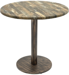 Masa rotunda bistro Raki Maracaibo D70xh74cm blat werzalit si picior metalic cu baza rotunda aspect vintage bronz antichizat 