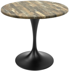 Masa rotunda bistro Raki Maracaibo D70xh74cm blat werzalit si picior metalic negru cu baza rotunda 50cm 