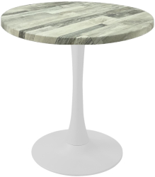 Masa rotunda bistro Raki White Block D60xh74cm blat werzalit si picior central metalic alb cu baza rotunda 50cm 