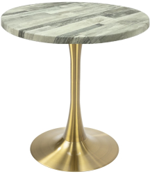 Masa rotunda bistro Raki White Block D60xh74cm blat werzalit si picior central metalic auriu cu baza rotunda 50cm 